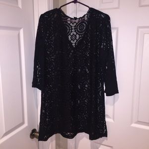Black lace bathing suit cover up